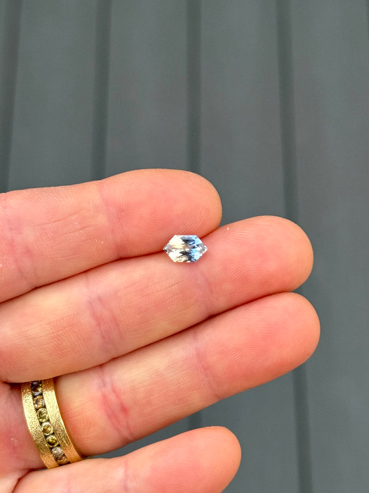 1.57CT Sapphire: Bi-Color Parti Elongated Hexagon Mix Cut