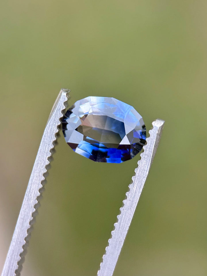 1.65CT Sapphire: Denim Blue Colorless Parti Precision Oval Mix Cut