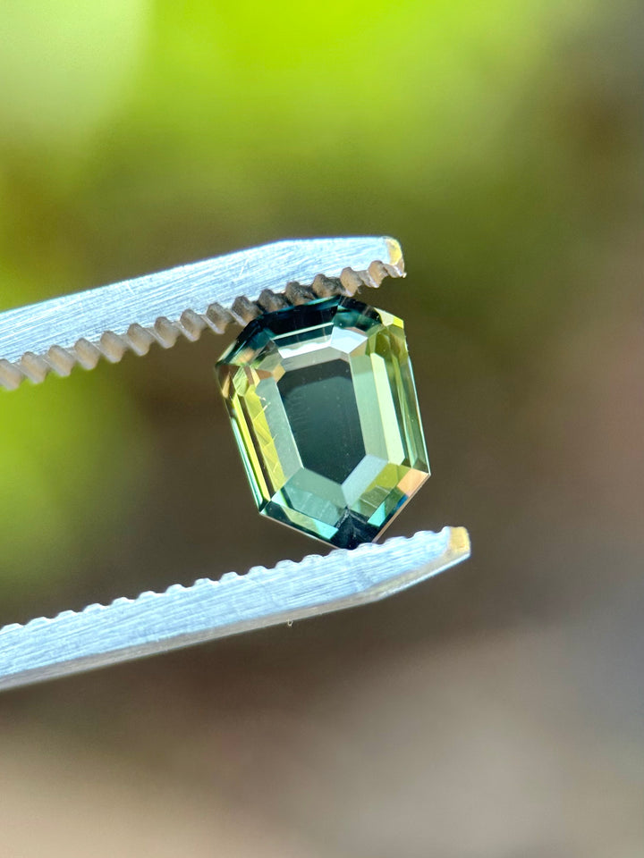 2.01CT Sapphire: Teal Green Precision Shield Portrait Cut