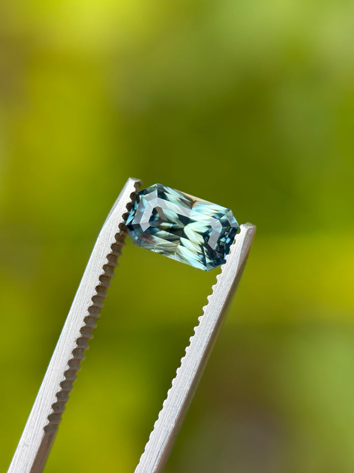 2.28CT Sapphire: Teal Blue Green Precision Elongated Radiant Cut