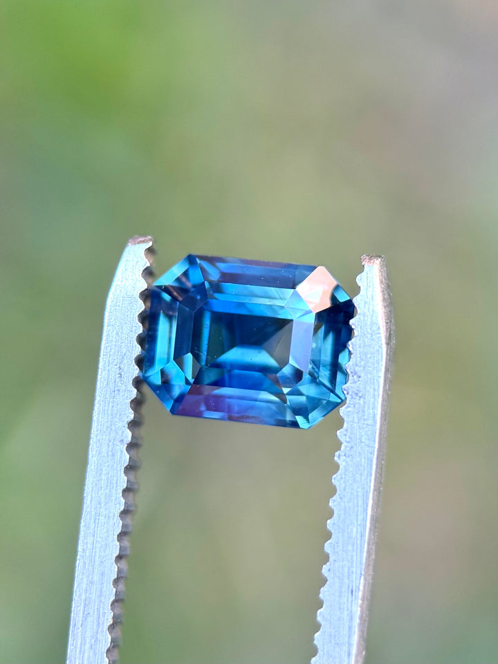 2.19CT Sapphire: Gradient Oceanic Teal Blue Parti Precision Emerald Cut