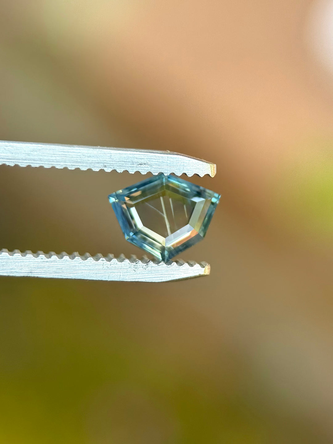 1.13CT Sapphire: Gradient Sky Teal Blue Precision Shield Portrait Cut