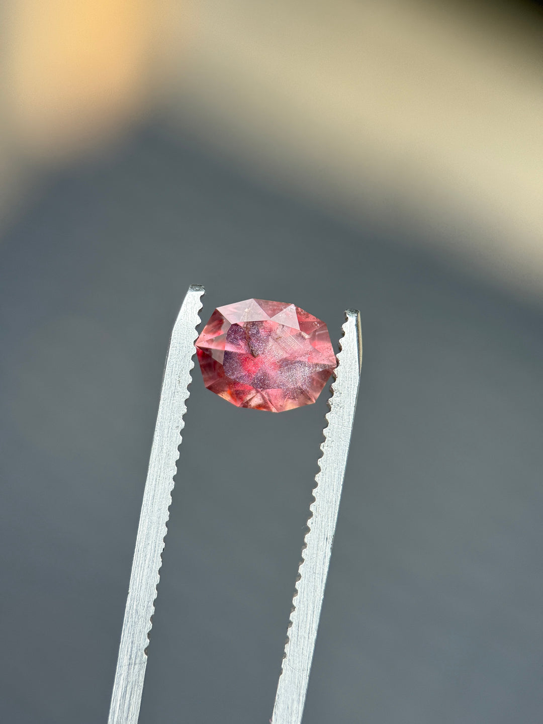 1.89CT Sapphire: Orangish Pinkish Red Precision Custom Geo Oval Brilliant Cut