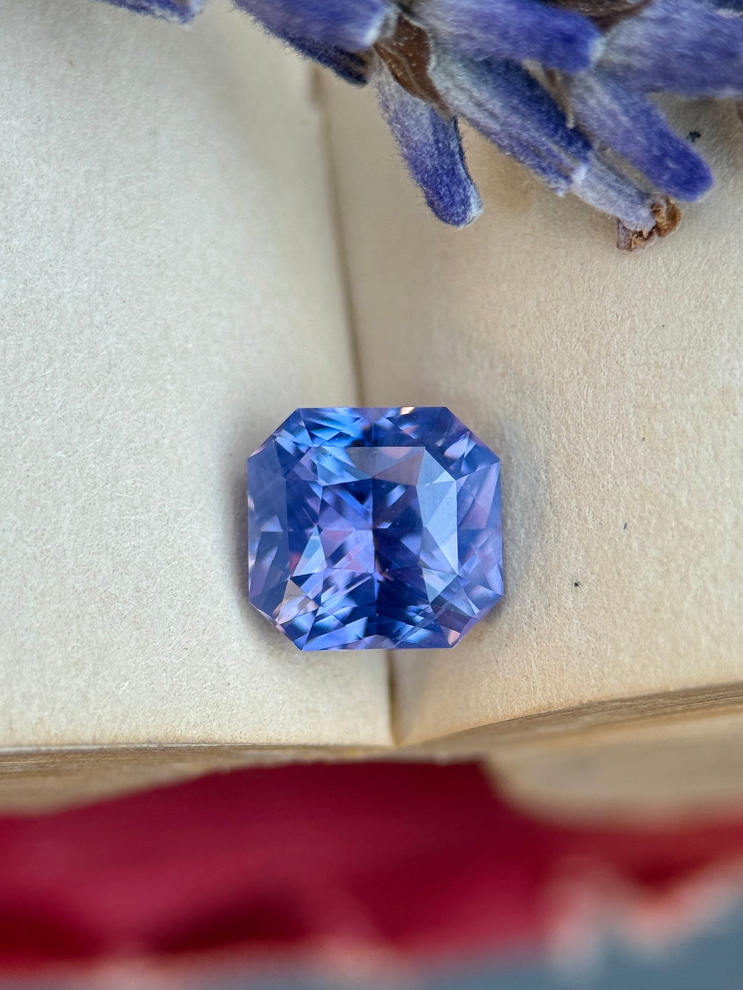 1.31CT Sapphire: Opalescent Vivid Pinkish Blue Purple Precision Custom Squared Octagon Radiant Cut