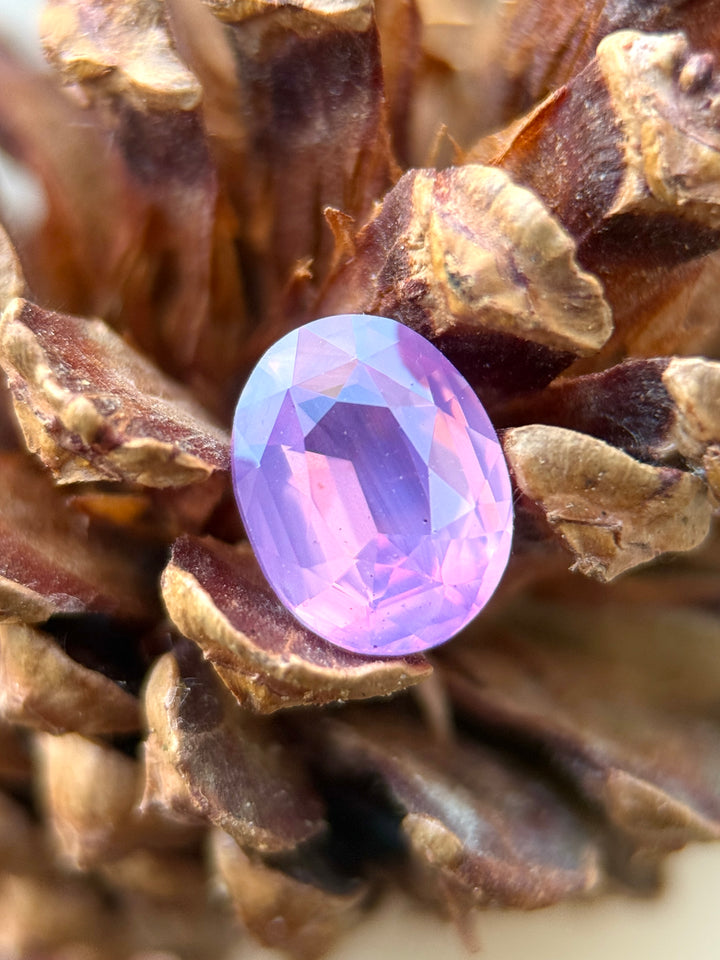 1.52CT Sapphire: Orangish Pink Opalescent Precision Oval Mixed Cut
