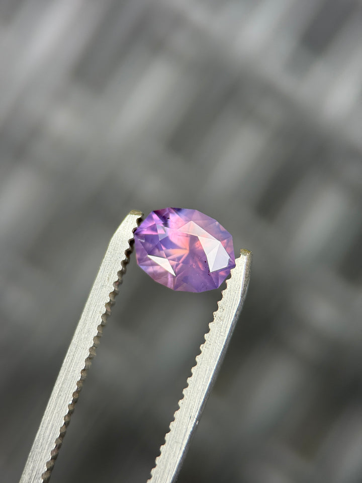 1.49CT Sapphire: Peach Pink Violet Purple Parti Precision Geo Oval Brilliant Cut