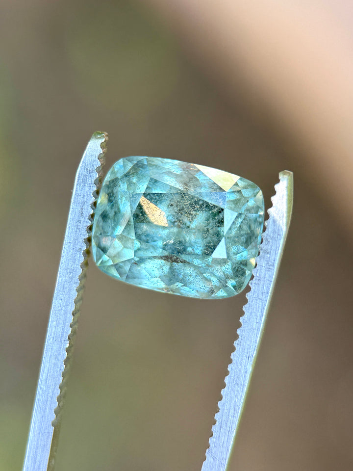 7.49CT Sapphire: Seafoam Blue Green Salt + Pepper Elongated Cushion Mix Cut