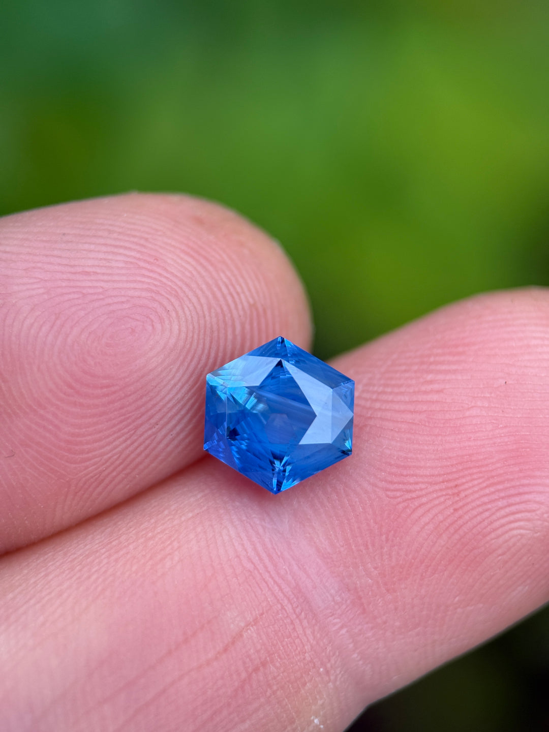 3.09CT Sapphire: Opalescent Royal Blue Precision Custom Hexagonal Mix Cut