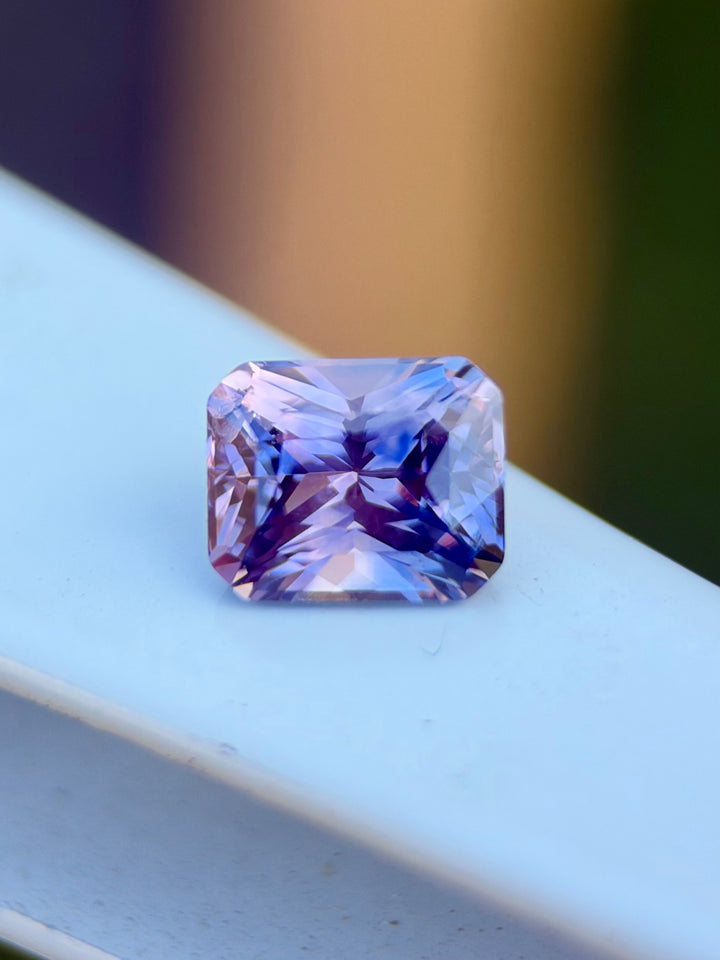 1.63CT Sapphire: Blue Pink Purple Parti Precision Custom Radiant Cut
