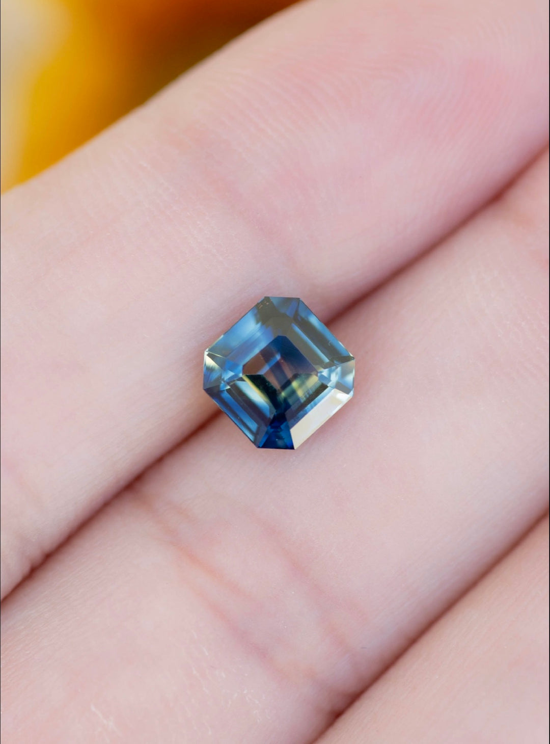 2.05CT Sapphire: Parti Yellow Teal Blue Green Precision Custom Antique Squared Emerald Cut