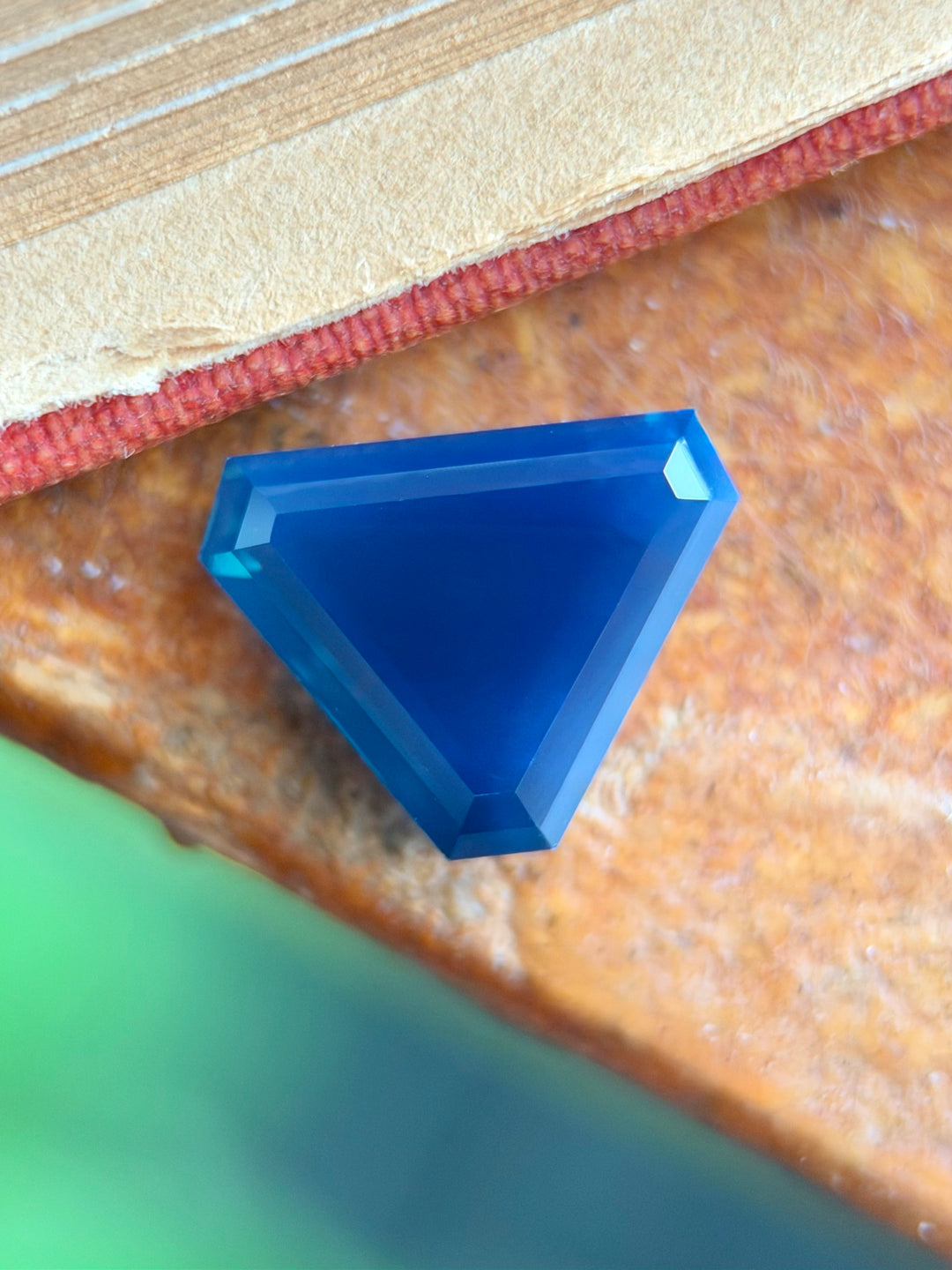 2.76CT Sapphire: Deep Opalescent Teal Blue Custom Cut Corner Trillion Portrait Cut