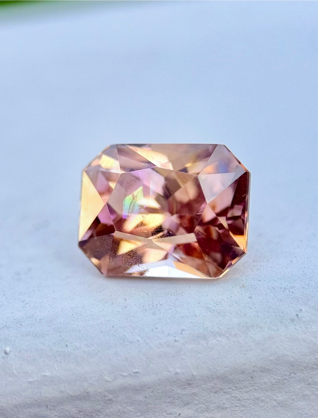 2.51CT Tanzanite: Iridescent Rainbow Pinkish Violet Golden Peach Custom Radiant Cut