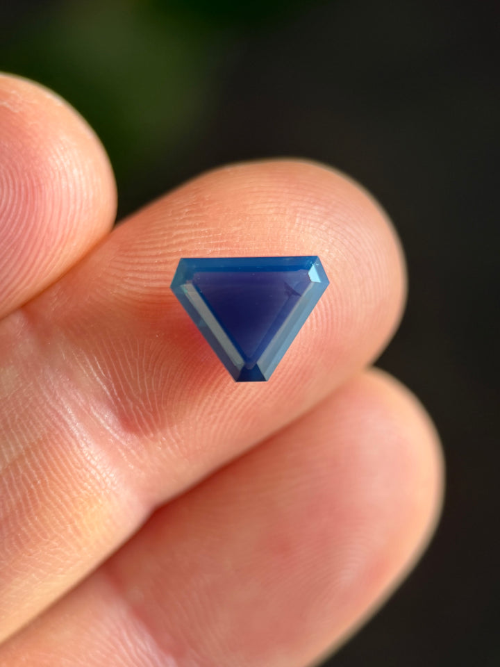 2.76CT Sapphire: Deep Opalescent Teal Blue Custom Cut Corner Trillion Portrait Cut