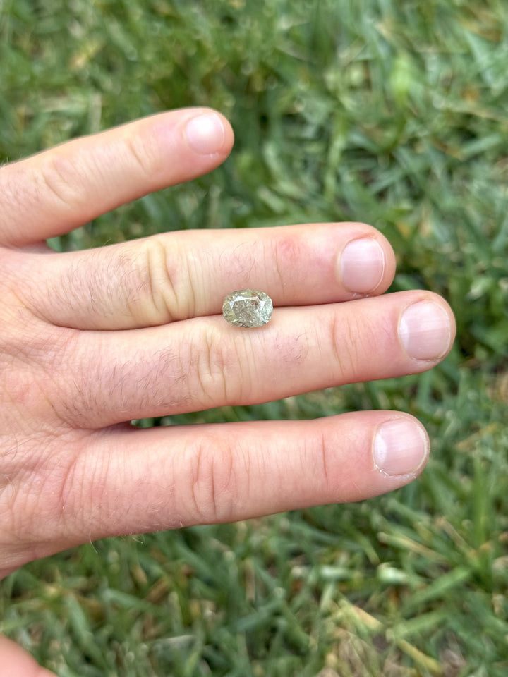 2.28CT Sapphire: Earthy Green Color shift to Earthy Faint Pink Peach Custom Oval Brilliant