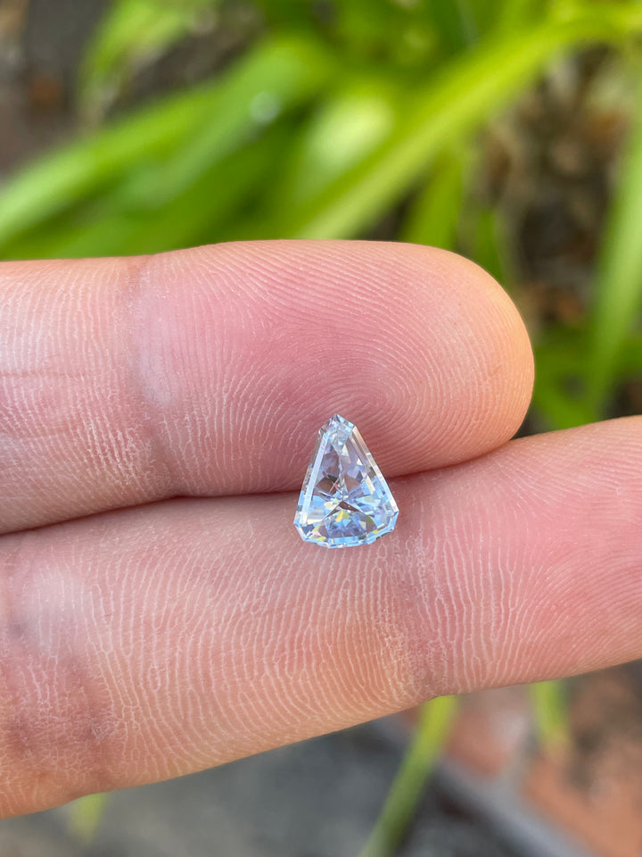 Light Ceylon Gray Blue Sapphire, Custom Shield Cut, 1.98 Carats, 9.92 x 7.81 x 3.96 mm, Ethically Sourced from Sri Lanka, No Heat Treatment, Priced at $1980.00