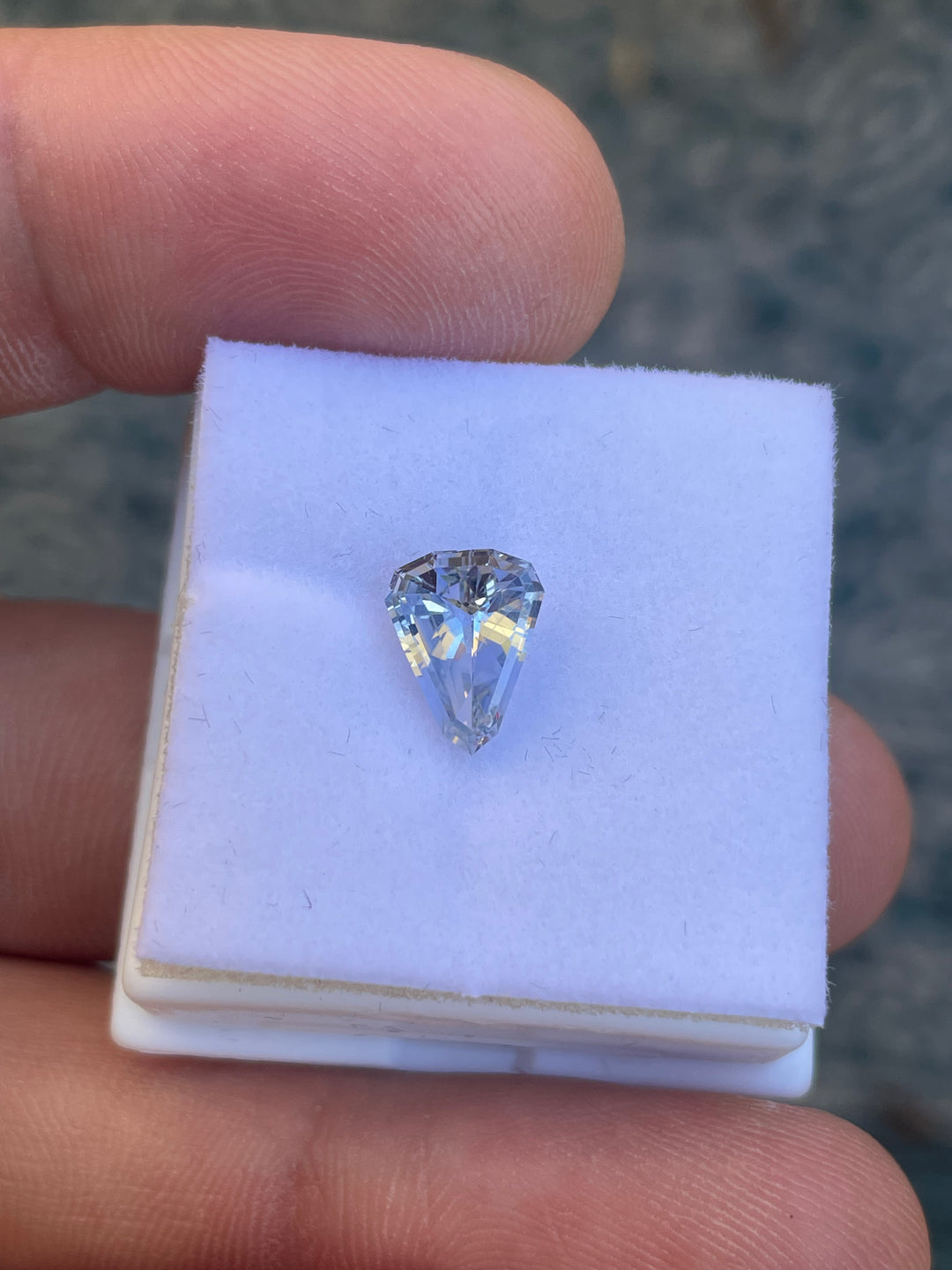Sri Lankan Sapphire, Light Ceylon Gray Blue, Custom Shield Cut, 1.98 Carats, 9.92 x 7.81 x 3.96 mm, Ethically Sourced, No Heat Treatment, Priced at $1980.00