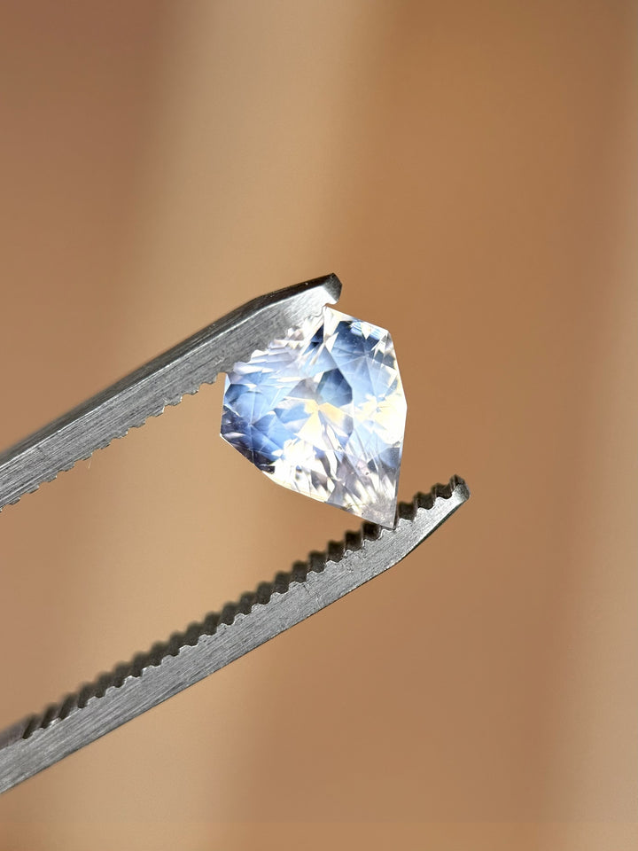 2.53CT Sapphire: Opalescent Platinum Bluish Silvery Lavender Pink Precision Custom Shield Mixed Cut