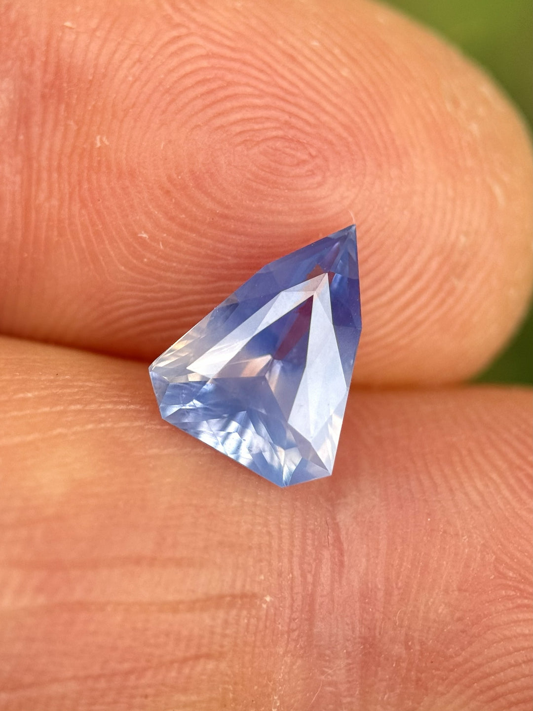 2.00CT Sapphire: Opalescent White Blue Parti Precision Custom Shield Mixed Cut
