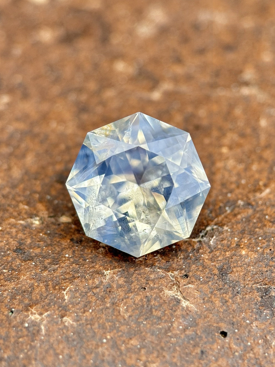 5.15CT Sapphire: Icy Blue White Opalescent Ultra Precision Octagon Mixed Brilliant