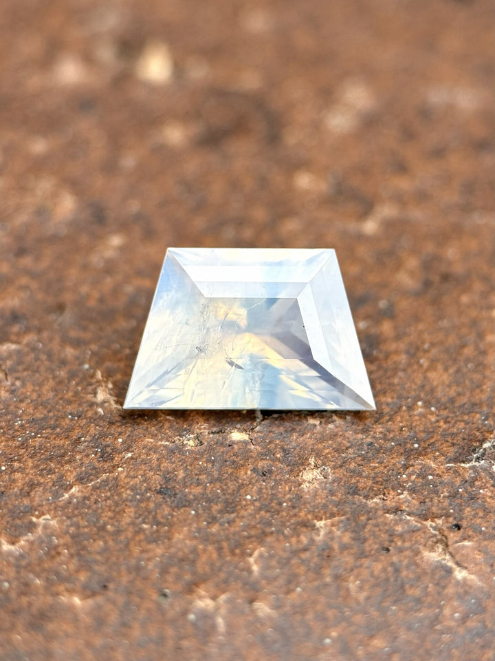 2.67CT Sapphire: Grayish White Opalescent Custom Geometric Mixed Cut
