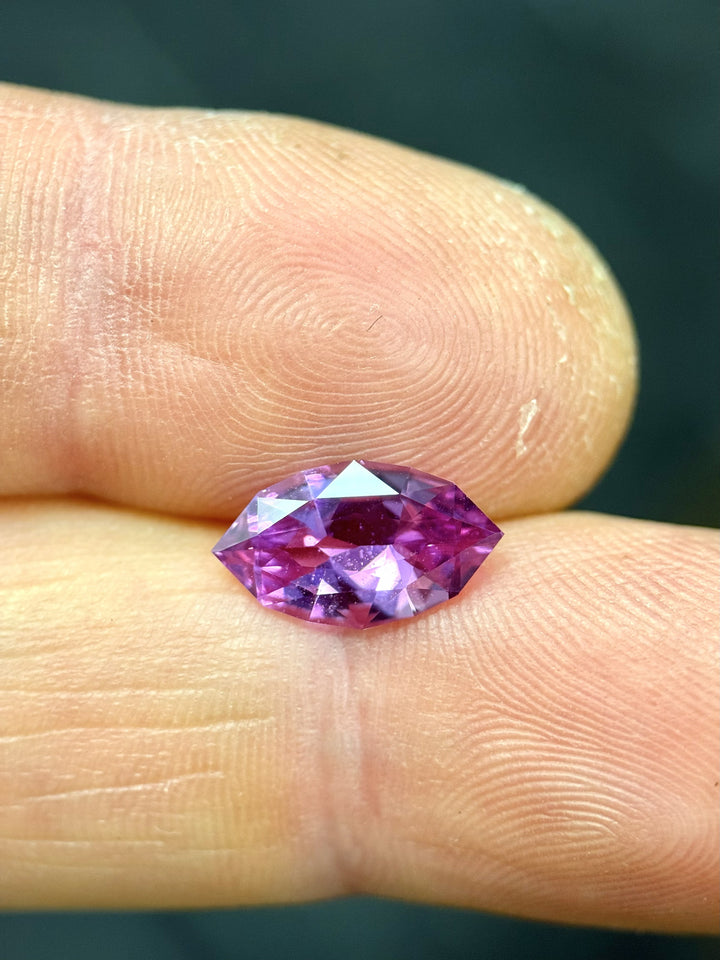 2.01CT Sapphire: Vivid Purple Pink Precision Custom Marquise Mixed Brilliant Cut