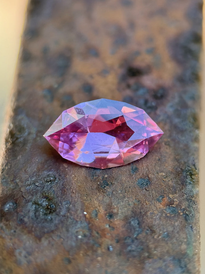 2.01CT Sapphire: Vivid Purple Pink Precision Custom Marquise Mixed Brilliant Cut