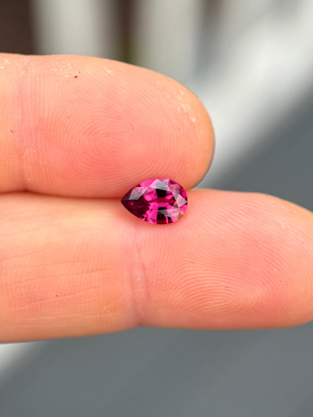 1.24CT Garnet: Vibrant Fuchsia Rhodolite Precision Pear Mixed Cut