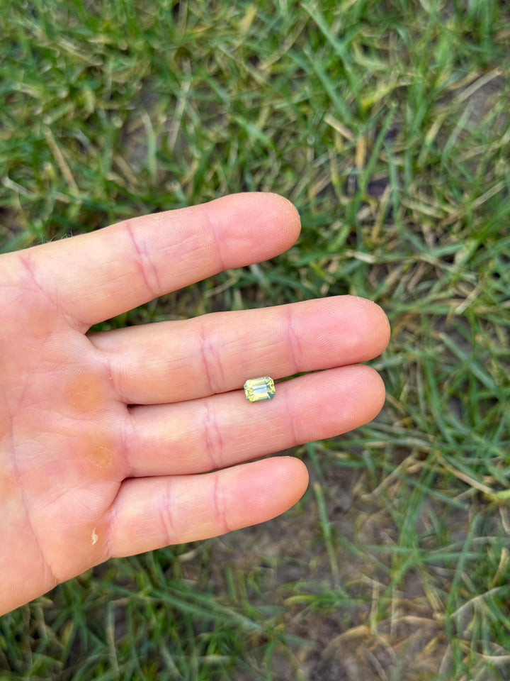 2.01CT Sapphire: Opalescent Yellow Teal Green Precision Emerald Cut