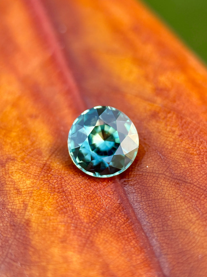 2.07CT Sapphire: Yellow Teal Blue Green Parti Round Brilliant Mixed Cut