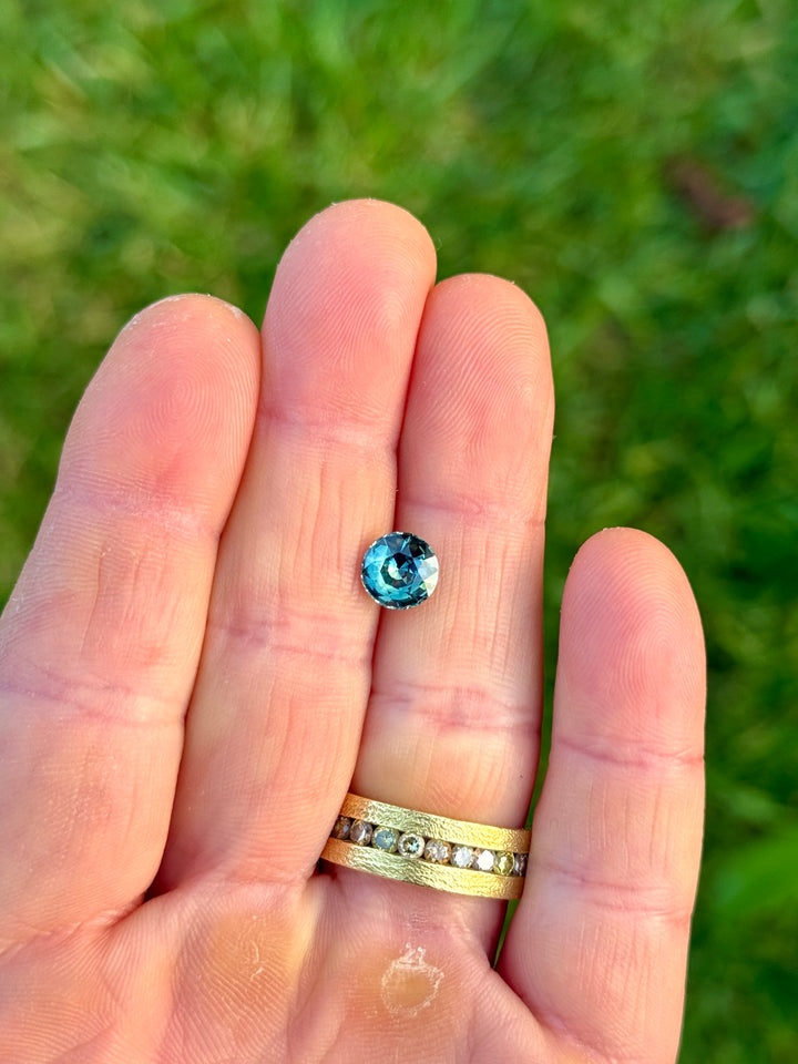 2.07CT Sapphire: Yellow Teal Blue Green Parti Round Brilliant Mixed Cut