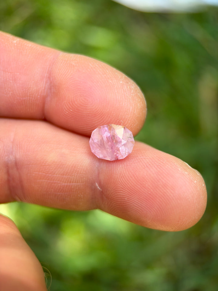 Natural untreated 4.08 carat bubblegum pink sapphire measuring 10.30 × 8.20 mm, precision custom cut in an oval brilliant design. Origin: Ratnapura, Sri Lanka.