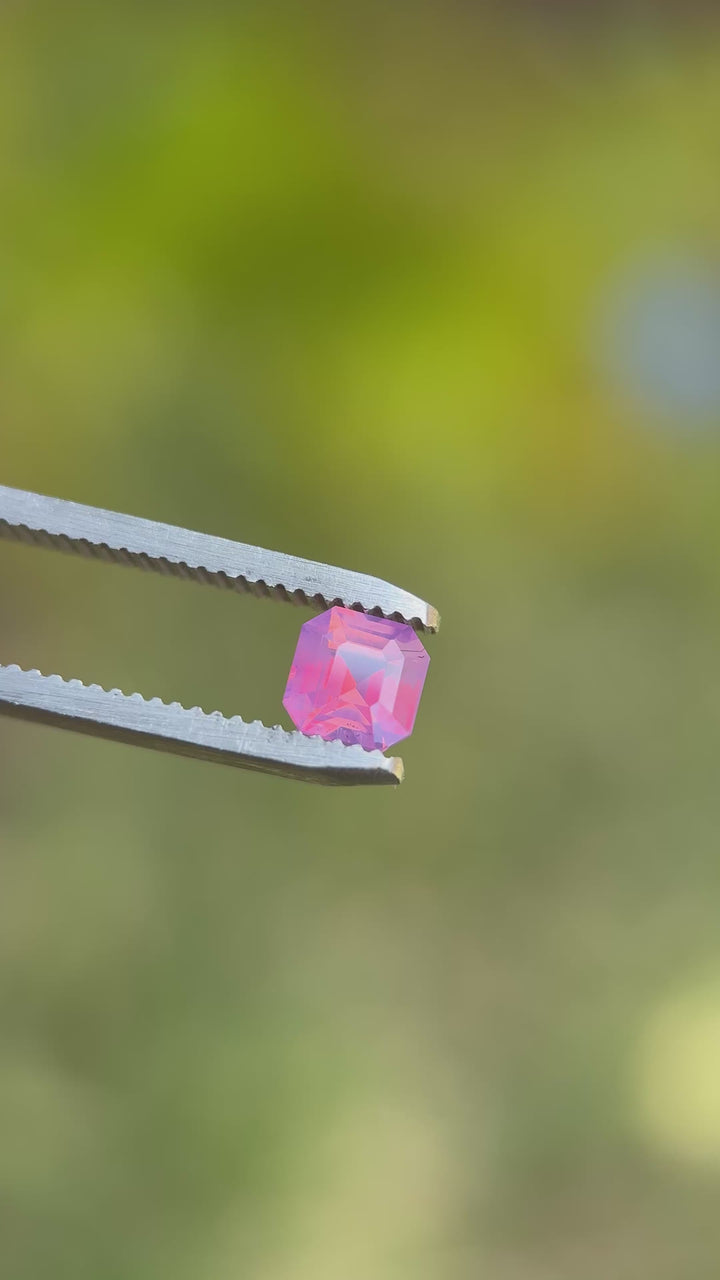 1.18CT Sapphire: Vibrant Orange Pink Opalescent Asscher Cut