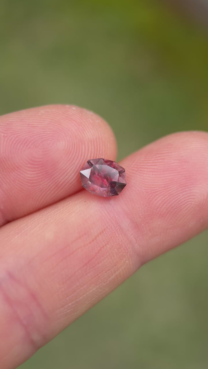 1.89CT Sapphire: Orangish Pinkish Red Precision Custom Geo Oval Brilliant Cut