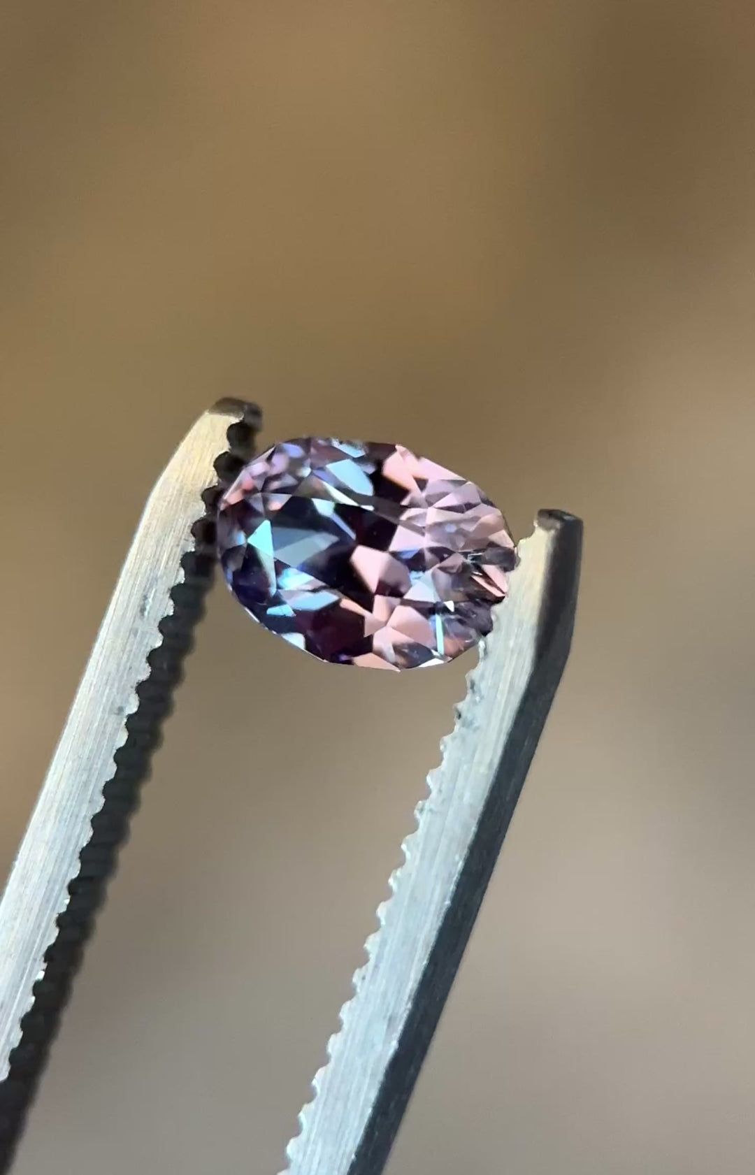 1.61CT Sapphire: Color Change Silvery Lavender Peach to Mauve Purple Precision Custom Oval Brilliant Cut