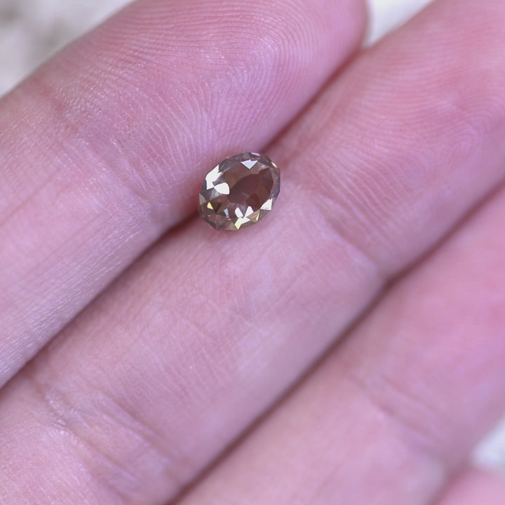 Rotating loose fancy brown champagne Mughal cut diamond from South Africa, revealing its warm tones and antique-style brilliance in shifting light.