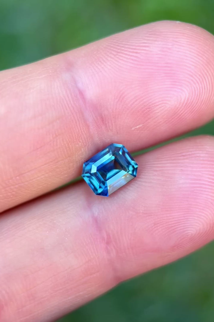 2.19CT Sapphire: Gradient Oceanic Teal Blue Parti Precision Emerald Cut