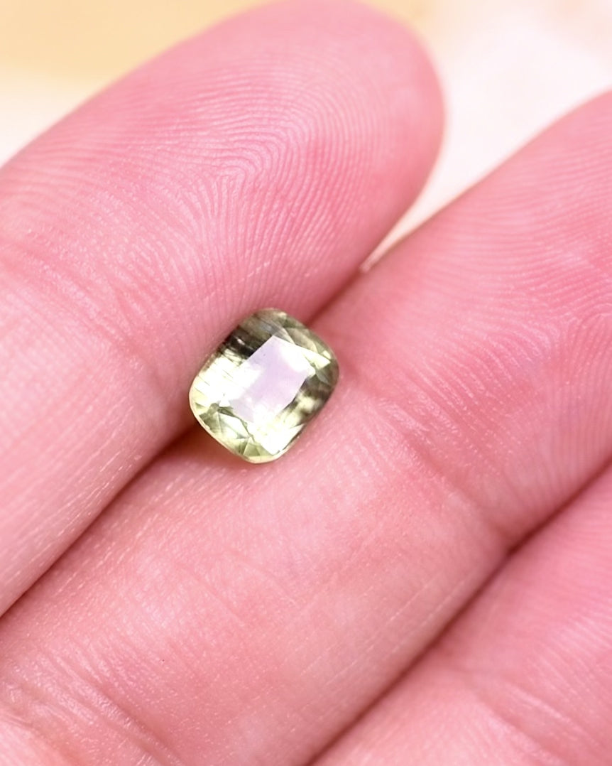 1.45CT Peridot: Green Black Cushion Mix Cut