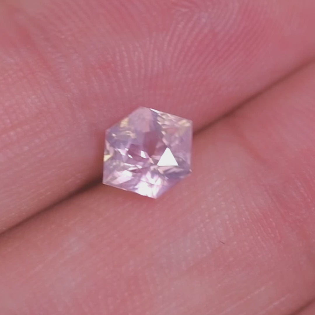 1.59CT Sapphire: Pastel Pink Opalescent Custom Geometric Hexagon Cut