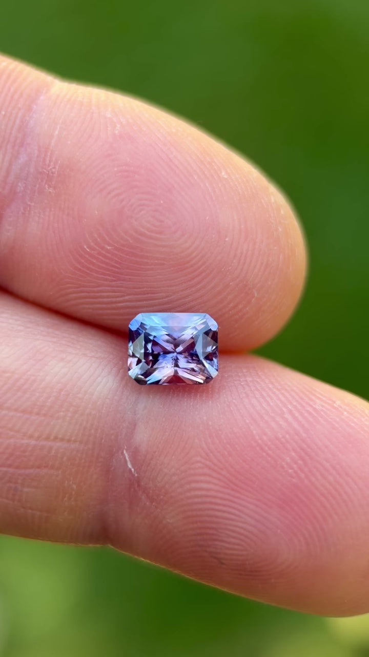 1.63CT Sapphire: Blue Pink Purple Parti Precision Custom Radiant Cut
