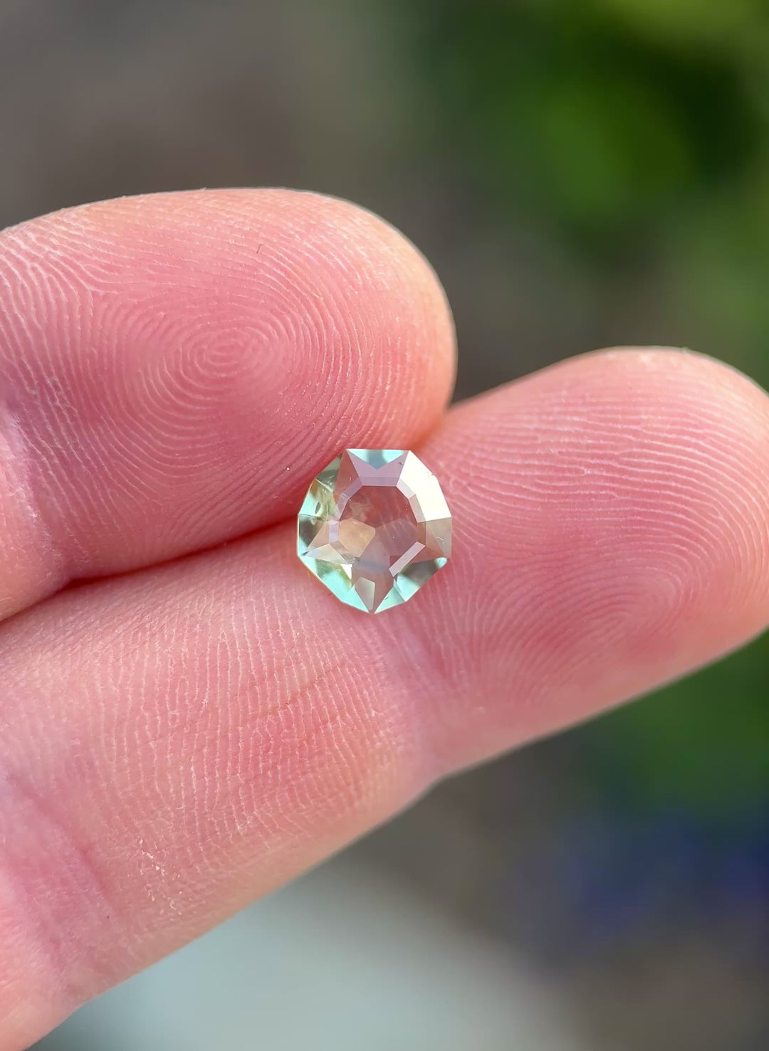 1.55CT Sapphire: Seafoam Teal Green Custom Low Profile Shield Mix Cut