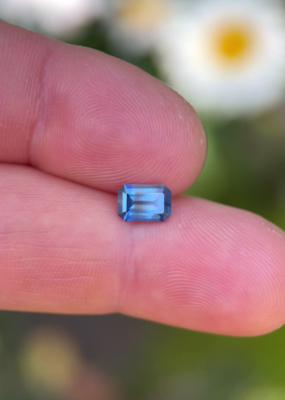 1.16CT Sapphire: Grey Denim Blue Parti Precision Emerald Cut