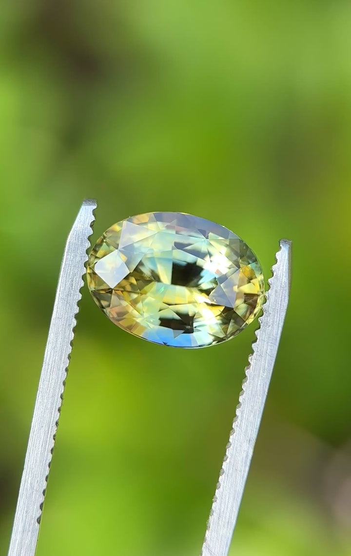 5.06CT Sapphire: Yellow Blue Parti Precision Custom Oval Mix Cut