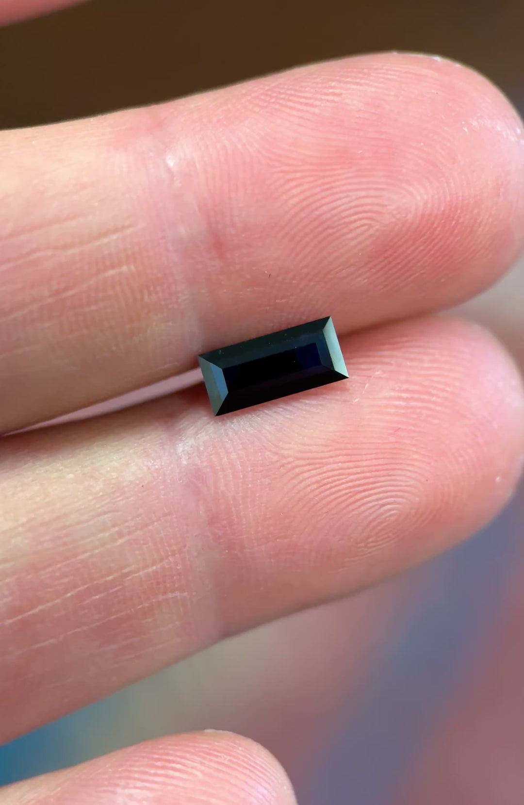 1.54CT Sapphire: Midnight Blue Black Elongated Baguette Step Cut