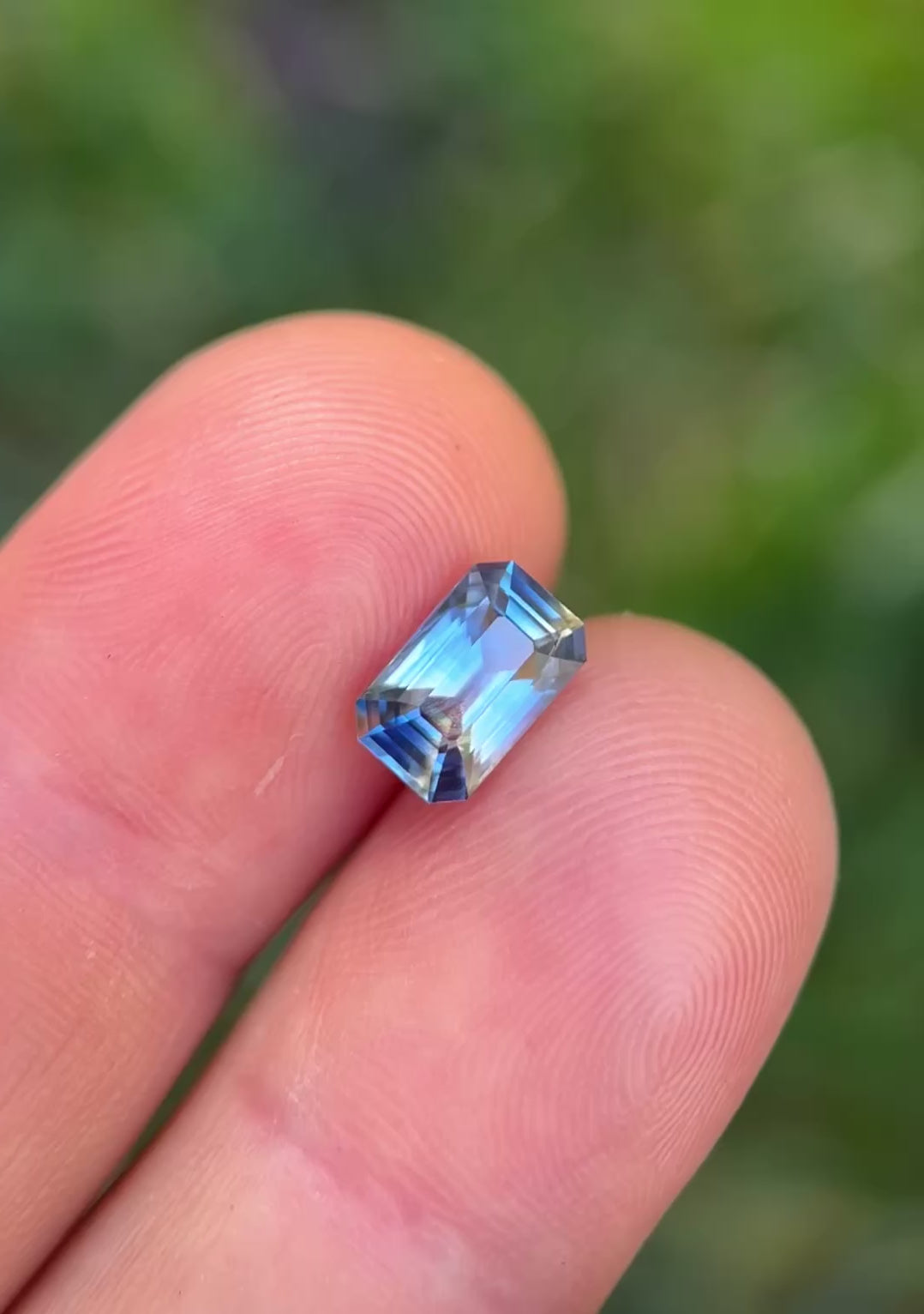 2.08CT Sapphire: Blue Yellow Parti Precision Elongated Emerald Cut