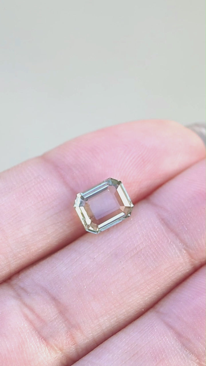 2.01CT Sapphire: Mint Green Octagonal Portrait Cut Sapphire