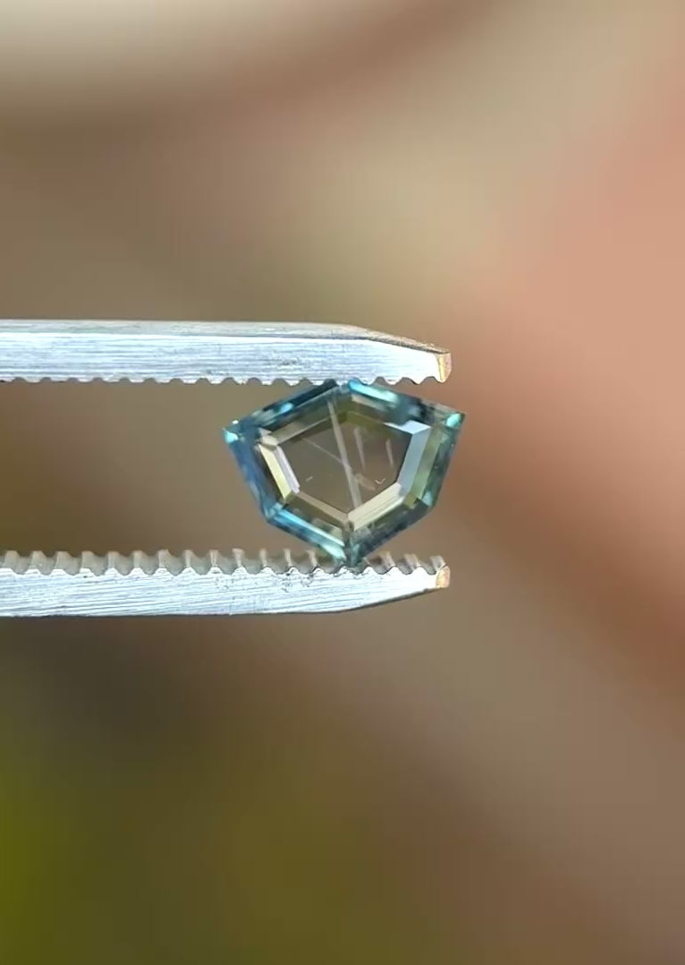 1.13CT Sapphire: Gradient Sky Teal Blue Precision Shield Portrait Cut