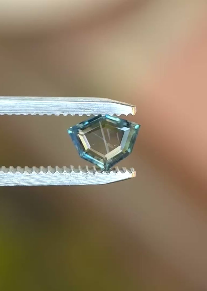 1.13CT Sapphire: Gradient Sky Teal Blue Precision Shield Portrait Cut