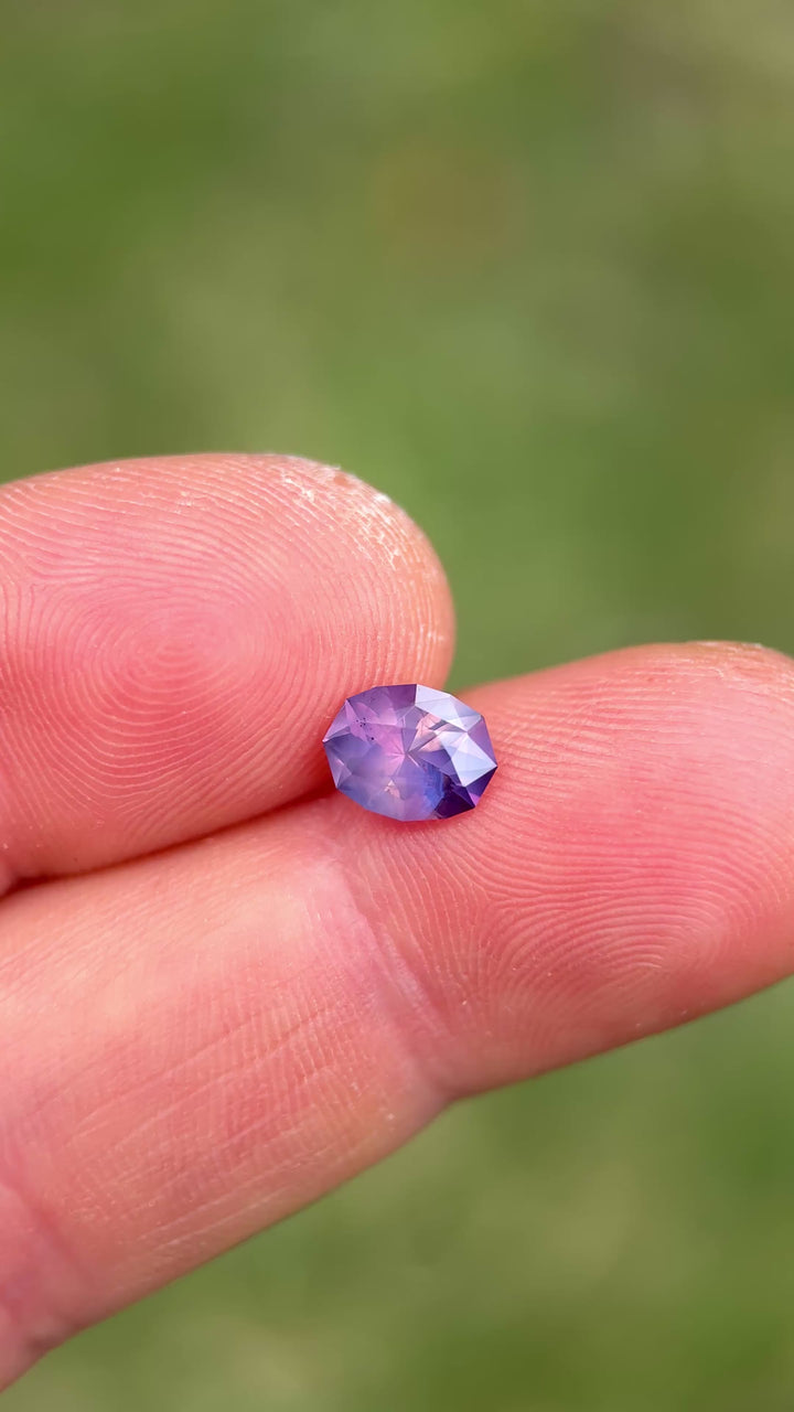 1.49CT Sapphire: Peach Pink Violet Purple Parti Precision Geo Oval Brilliant Cut