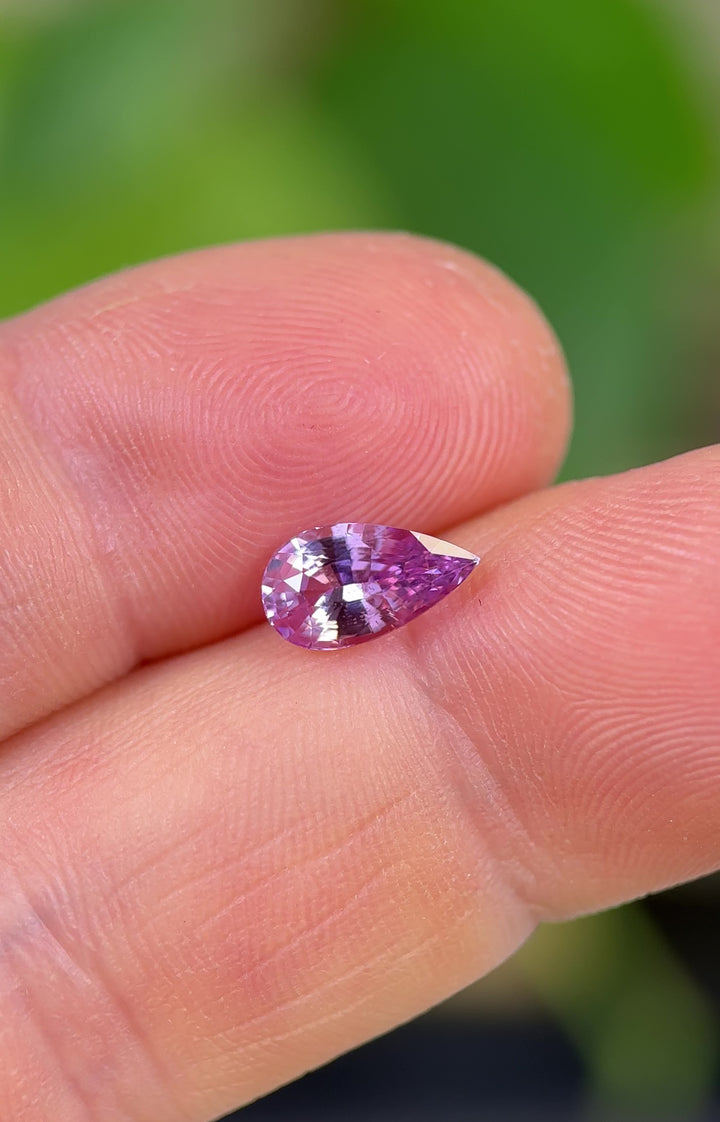 1.54CT Sapphire: Barbie Pink Precision Elongated Pear Mixed Brilliant Cut