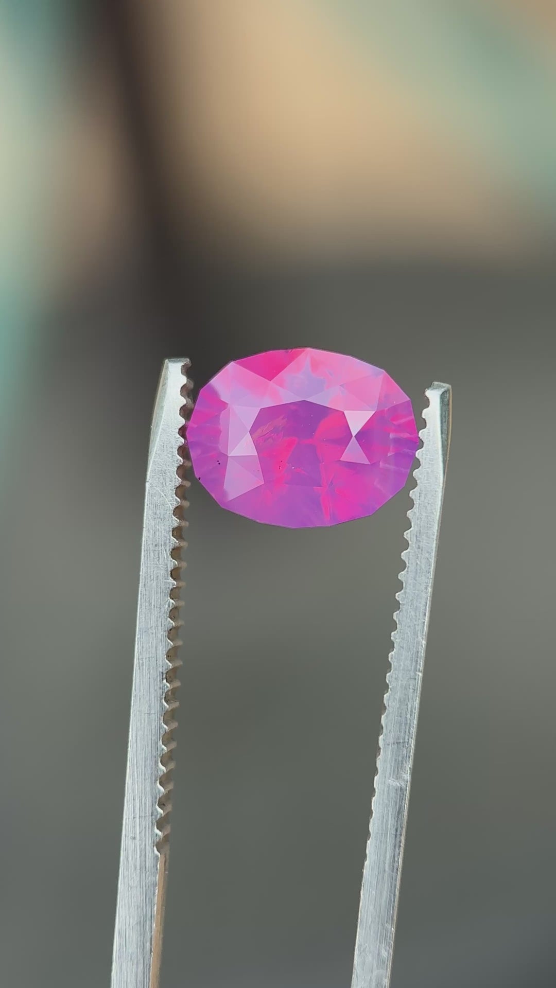 3.40CT Sapphire: Opalescent Vivid Purplish Red Pink Precision Custom Oval Brilliant Cut